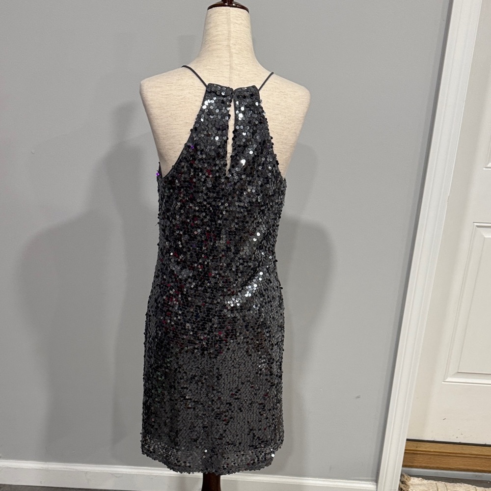 Express Spaghetti Strap Racerback Sequin Gray Dress Small - Picture 5 of 7